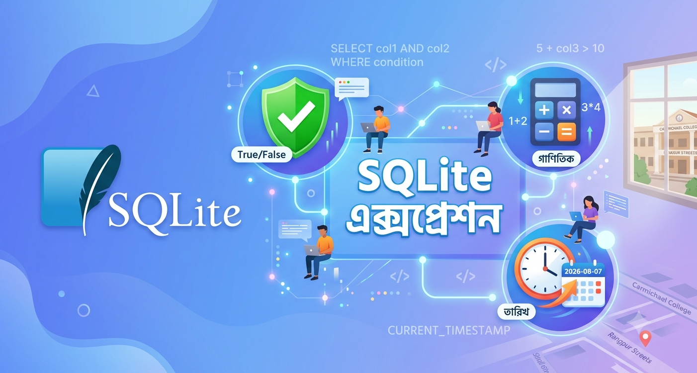 SQLite এক্সপ্রেশন – বুলিয়ান, নিউমেরিক ও ডেট এক্সপ্রেশন বাংলা টিউটোরিয়াল