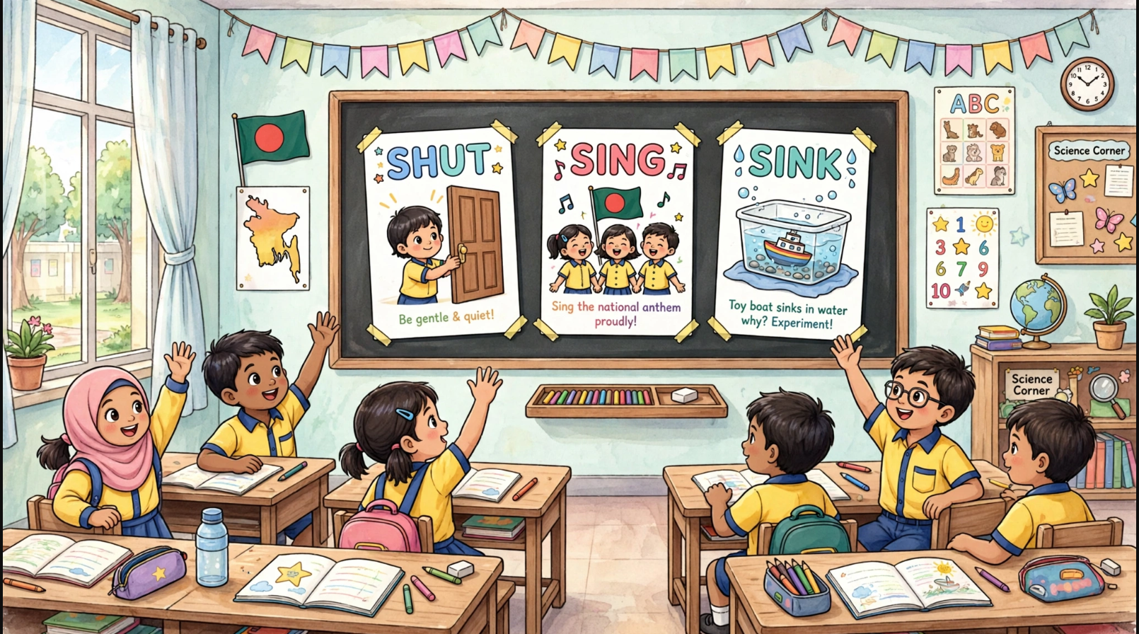 Shut Sing Sink English class for kids Bangladesh