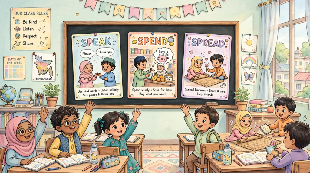 Speak Spend Spread English class for kids Bangladesh