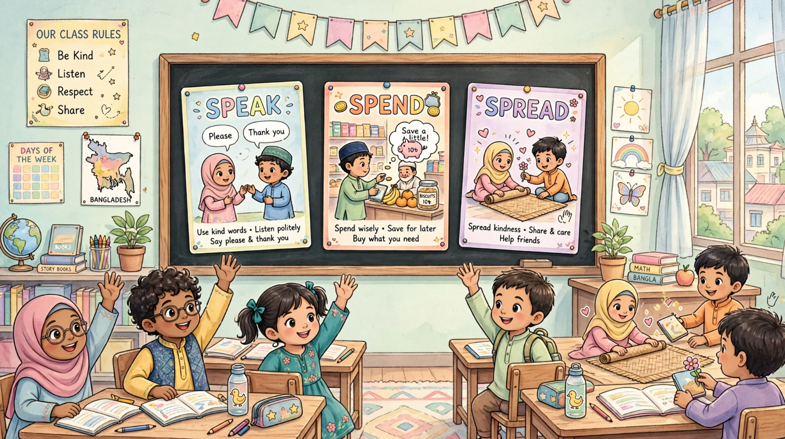Speak Spend Spread English class for kids Bangladesh
