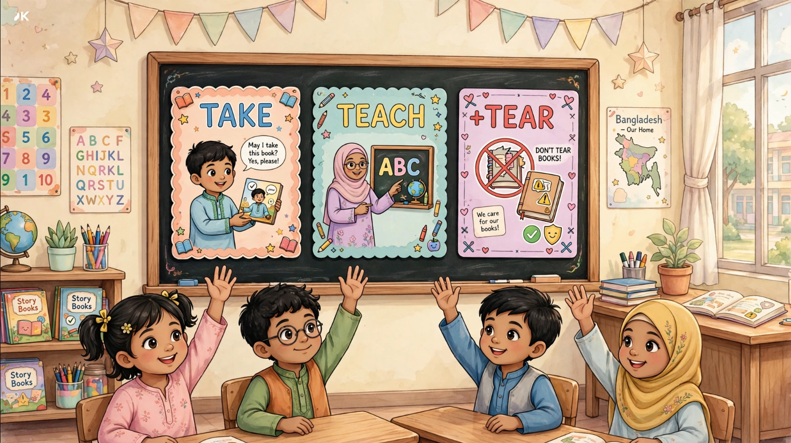 Take Teach Tear English class for kids Bangladesh
