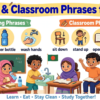 classroom phrases for kids with Bengali meaning, wash hands sit down stand up meaning in Bangla, open book close book sentences