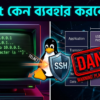 একটি টার্মিনালে Telnet লগইন এবং অনিরাপদ প্লেইন-টেক্সট পাসওয়ার্ড ট্রান্সমিশন দেখানো সাইবার সিকিউরিটি ওয়ার্নিং সহ বাংলা টিউটোরিয়ালের ফিচার ইমেজ