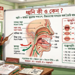 শিক্ষক ধ্বনি কী ও কেন তা ব্ল্যাকবোর্ডে বুঝিয়ে দিচ্ছেন
