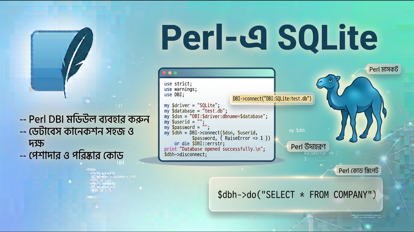 পার্ল প্রোগ্রামিং ভাষায় DBI ও DBDSQLite দিয়ে SQLite ডাটাবেস ব্যবহারের বাংলা টিউটোরিয়াল