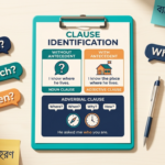 Clause Identification ইংলিশ গ্রামার ব্লগ হেডার, Noun ও Adjective Clause-এর Antecedent তুলনা এবং Adverbial Clause-এর প্রশ্ন কৌশল বাংলা-ইংলিশ লেবেলসহ