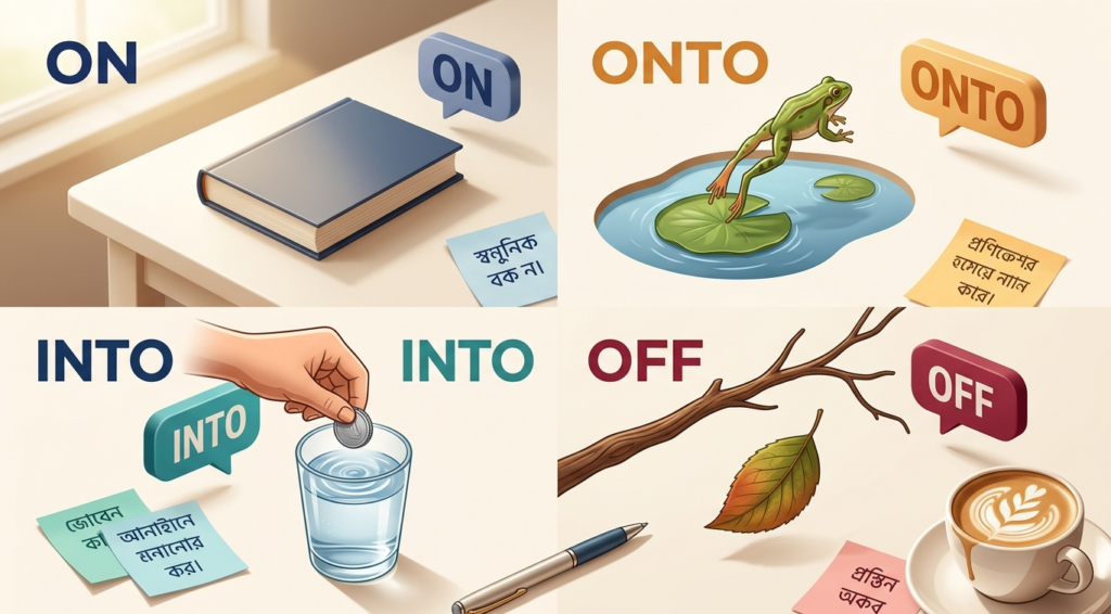 On Onto Into Off Difference: ৪টি Preposition-এর সহজ পার্থক্য