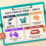 Right Form of Verbs Part 8 ইংলিশ গ্রামার ব্লগ হেডার, Make + V1, Preposition + V-ing, Gerund Subject, As If + V2 এবং Since Reason দেখানো হয়েছে বাংলা-ইংলিশ লেবেলসহ